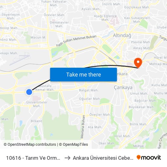 10616 - Tarım Ve Orman Bakanlığı to Ankara Üniversitesi Cebeci Yerleşkesi map