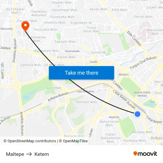 Maltepe to Ketem map