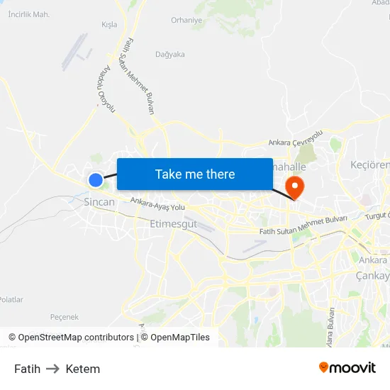 Fatih to Ketem map