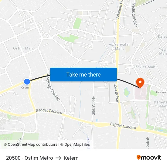 20500 - Ostim Metro to Ketem map