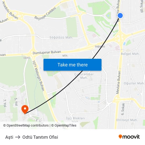Aşti to Odtü Tanıtım Ofisi map