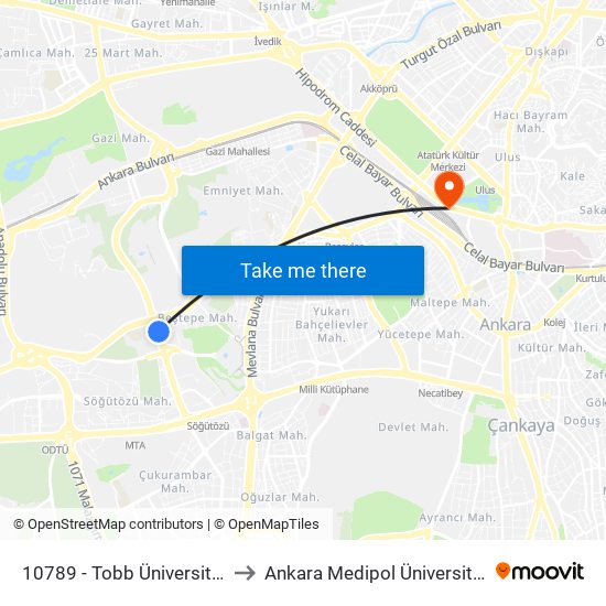 10789 - Tobb Üniversitesi to Ankara Medipol Üniversitesi map