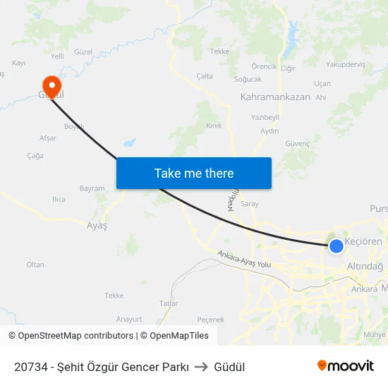 20734 - Şehit Özgür Gencer Parkı to Güdül map