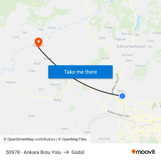 50978 - Ankara Bolu Yolu to Güdül map
