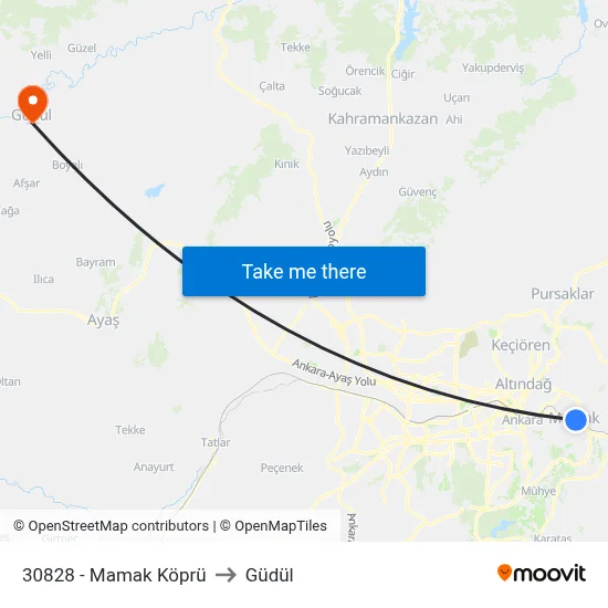 30828 - Mamak Köprü to Güdül map