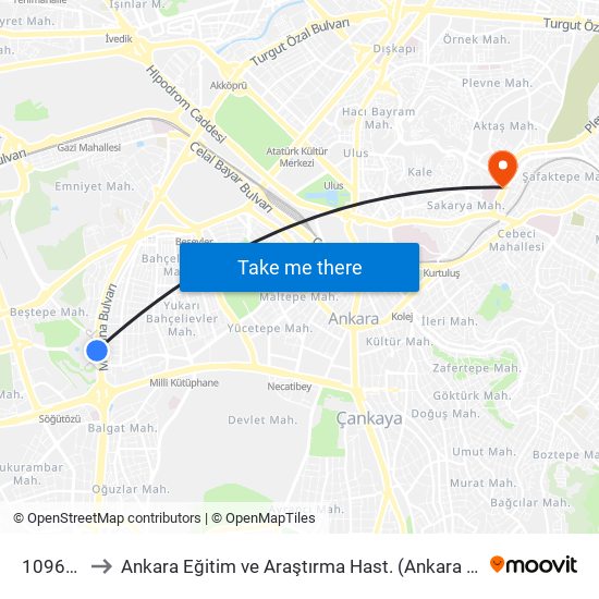 10968 - Aşti to Ankara Eğitim ve Araştırma Hast. (Ankara Egitim ve Arastirma Hastanesi) map