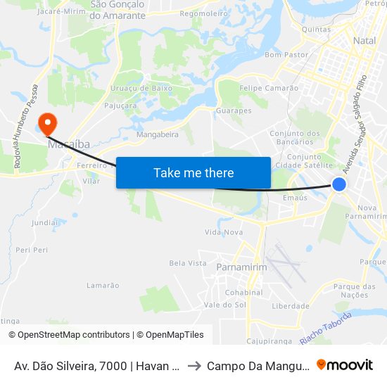 Av. Dão Silveira, 7000 | Havan Natal to Campo Da Mangueira map