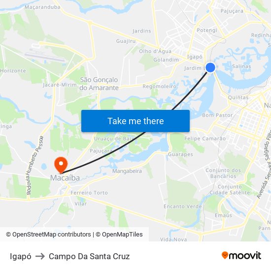 Igapó to Campo Da Santa Cruz map