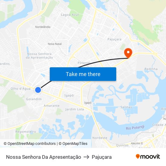 Nossa Senhora Da Apresentação to Pajuçara map