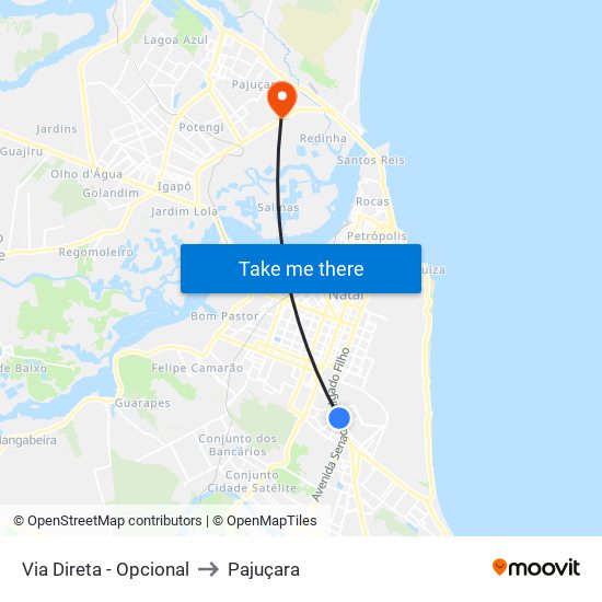Via Direta - Opcional to Pajuçara map