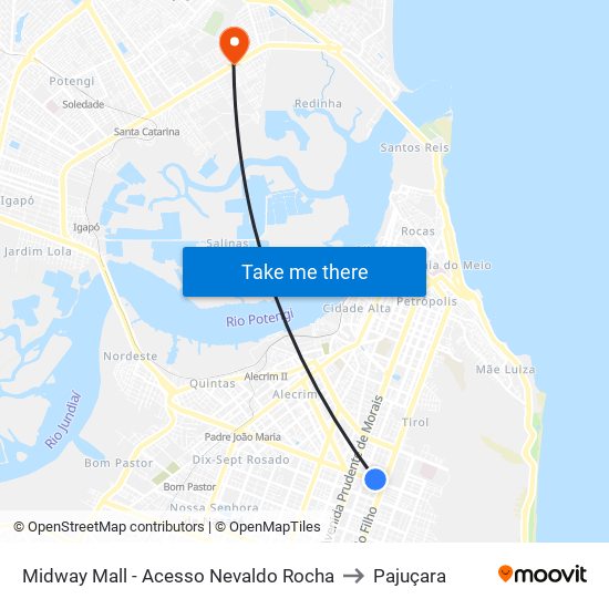 Midway Mall - Acesso Nevaldo Rocha to Pajuçara map
