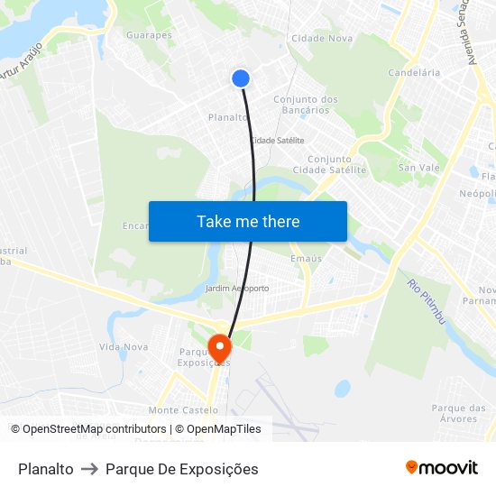 Planalto to Parque De Exposições map