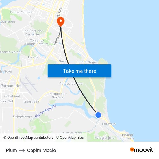 Pium to Capim Macio map