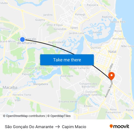 São Gonçalo Do Amarante to Capim Macio map