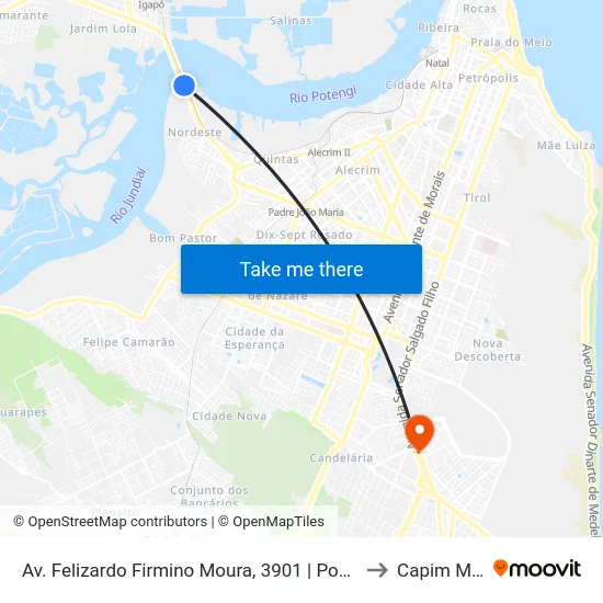Av. Felizardo Firmino Moura, 3901 | Ponte De Igapó to Capim Macio map