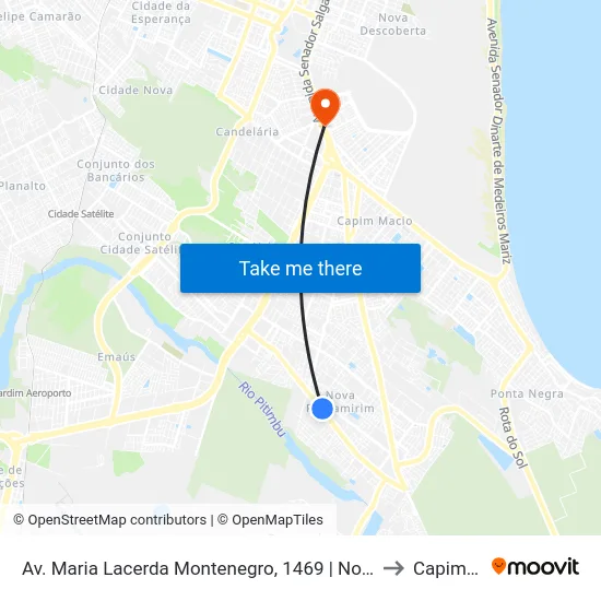 Av. Maria Lacerda Montenegro, 1469 | Nordestão Nova Parnamirim to Capim Macio map