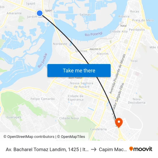 Av. Bacharel Tomaz Landim, 1425 | Itaú to Capim Macio map