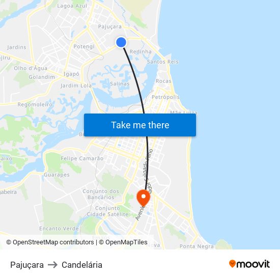 Pajuçara to Candelária map