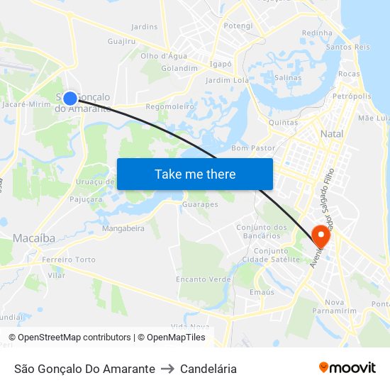 São Gonçalo Do Amarante to Candelária map