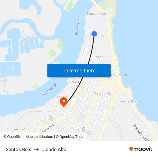 Santos Reis to Cidade Alta map