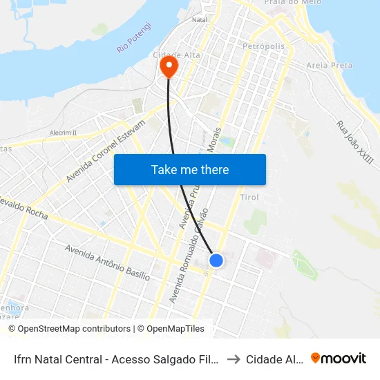 Ifrn Natal Central - Acesso Salgado Filho to Cidade Alta map
