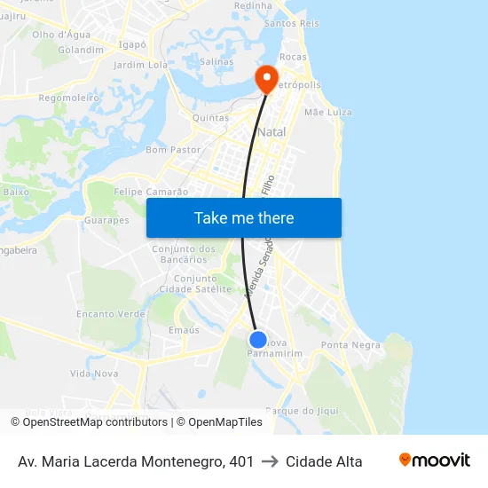 Av. Maria Lacerda Montenegro, 401 to Cidade Alta map