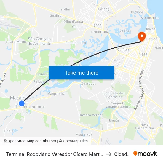 Terminal Rodoviário Vereador Cícero Martins De Macedo | Macaíba to Cidade Alta map