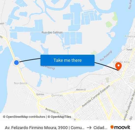 Av. Felizardo Firmino Moura, 3900 | Comunidade Do Mosquito to Cidade Alta map