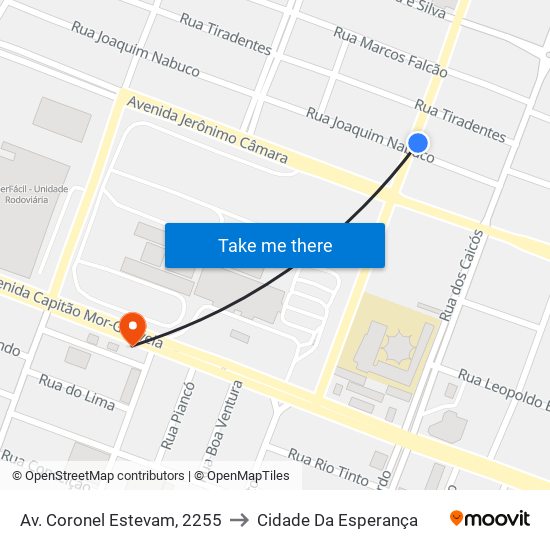 Av. Coronel Estevam, 2255 to Cidade Da Esperança map