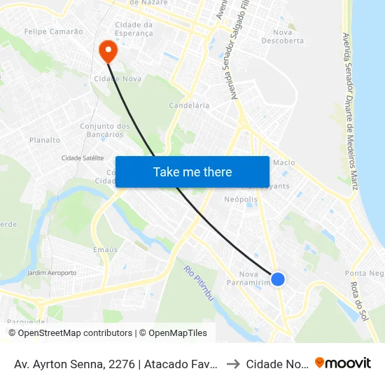 Av. Ayrton Senna, 2276 | Atacado Favorito to Cidade Nova map