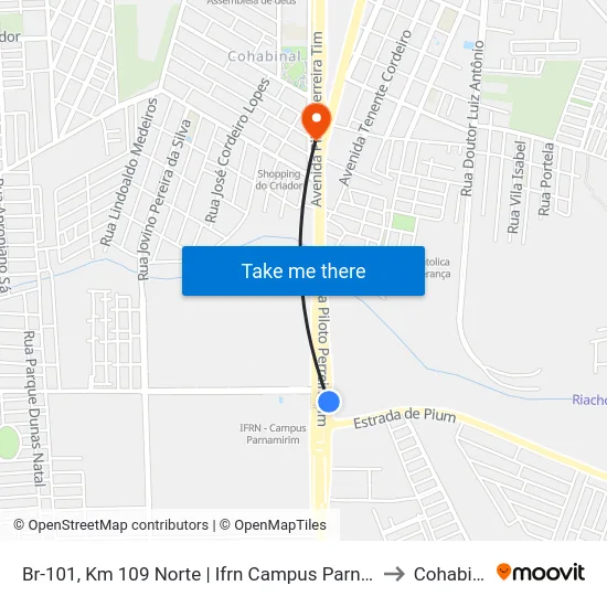 Br-101, Km 109 Norte | Ifrn Campus Parnamirim to Cohabinal map