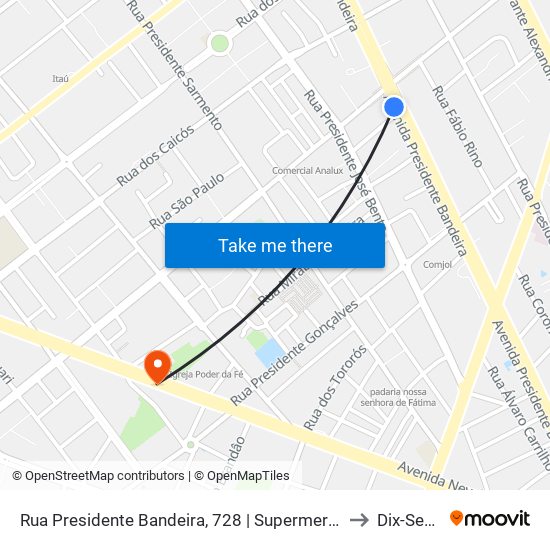 Rua Presidente Bandeira, 728 | Supermercado Nordestão Alecrim - Intermunicipal to Dix-Sept Rosado map