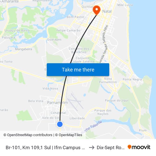 Br-101, Km 109,1 Sul | Ifrn Campus Parnamirim to Dix-Sept Rosado map