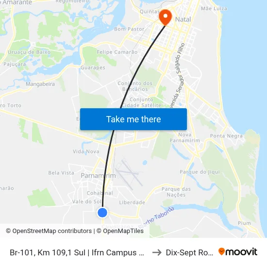 Br-101, Km 109,1 Sul | Ifrn Campus Parnamirim to Dix-Sept Rosado map