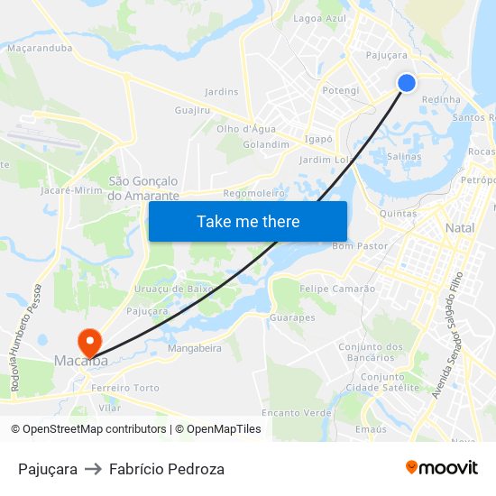 Pajuçara to Fabrício Pedroza map