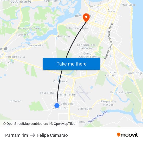 Parnamirim to Felipe Camarão map