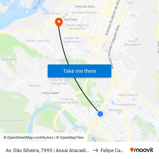 Av. Dão Silveira, 7995 | Assaí Atacadista Zona Sul to Felipe Camarão map