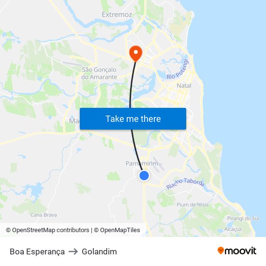 Boa Esperança to Golandim map