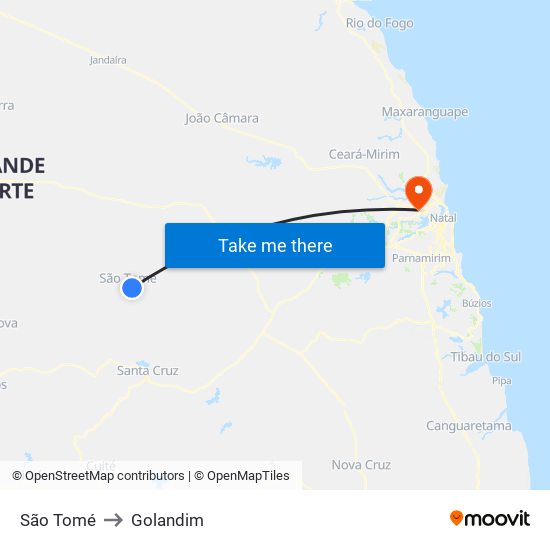 São Tomé to Golandim map