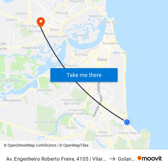 Av. Engenheiro Roberto Freire, 4105 | Vilarte Ponta Negra to Golandim map
