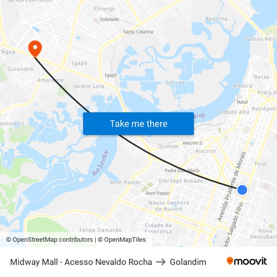 Midway Mall - Acesso Nevaldo Rocha to Golandim map