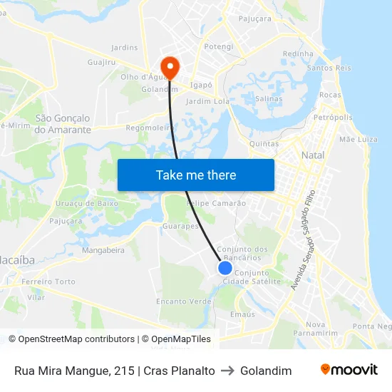 Rua Mira Mangue, 215 | Cras Planalto to Golandim map