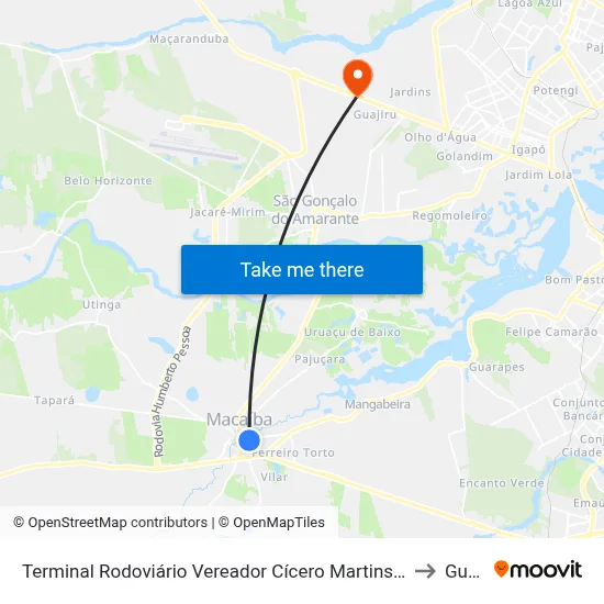 Terminal Rodoviário Vereador Cícero Martins De Macedo | Macaíba to Guajiru map
