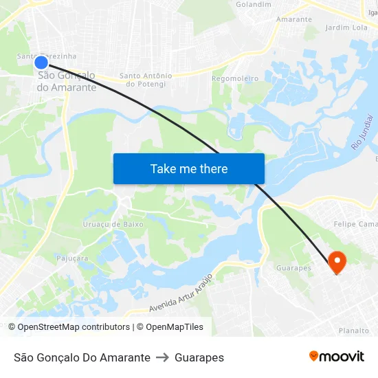São Gonçalo Do Amarante to Guarapes map