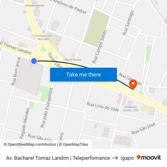 Av. Bacharel Tomaz Landim | Teleperfomance to Igapó map