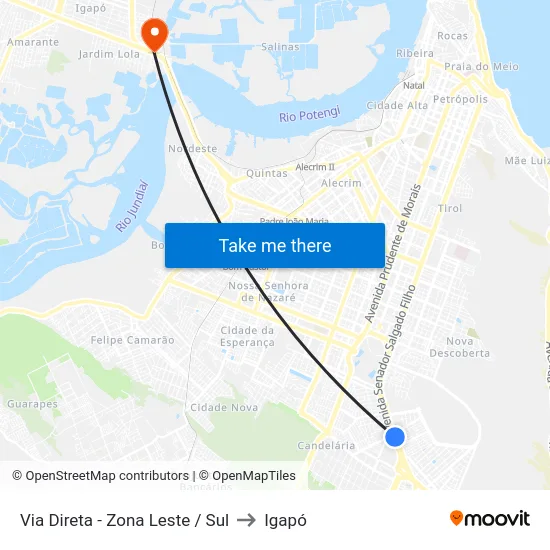 Via Direta - Zona Leste / Sul to Igapó map