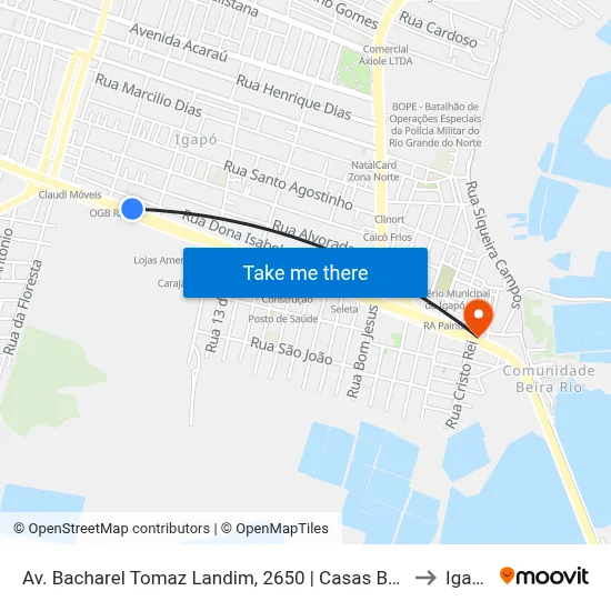 Av. Bacharel Tomaz Landim, 2650 | Casas Bahia to Igapó map