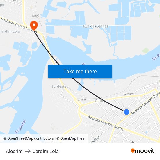 Alecrim to Jardim Lola map