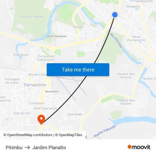 Pitimbu to Jardim Planalto map