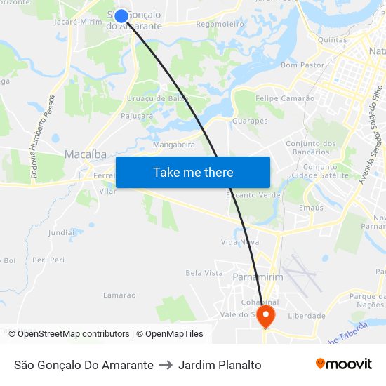 São Gonçalo Do Amarante to Jardim Planalto map